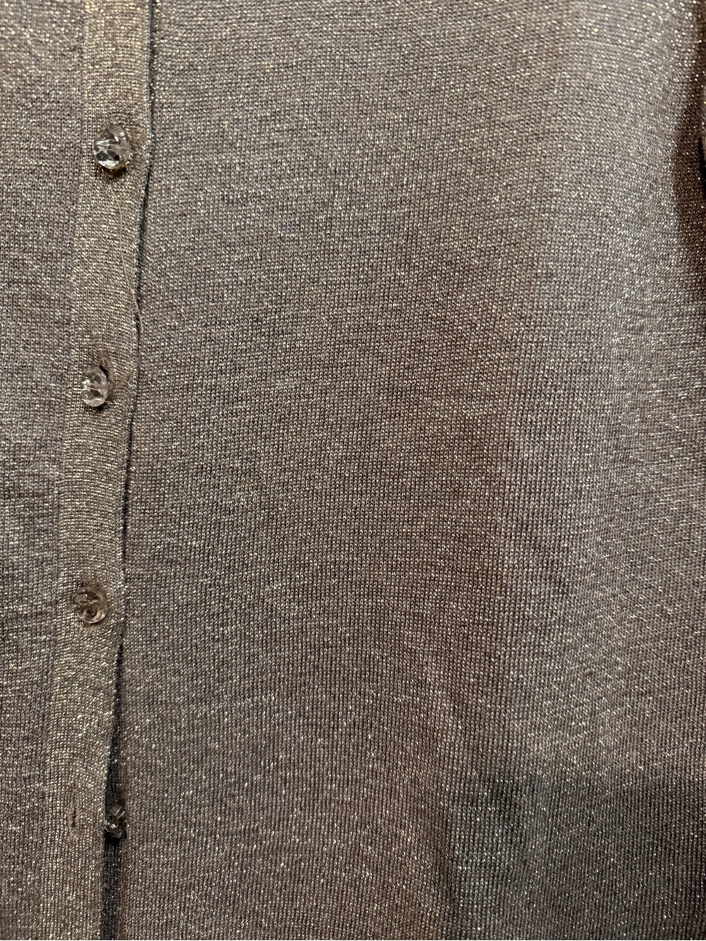 Banana Republic Shimmery Taupe Crewneck Cardigan size petite M - Picture 2 of 8